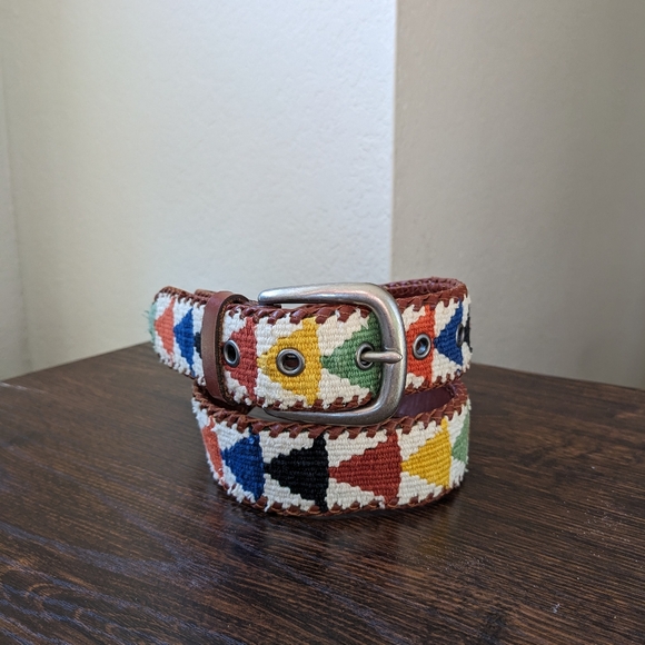Columbia Multicolor Needlepoint Embroidered Unisex Belt - Picture 1 of 7